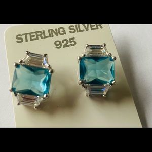 Sterling Silver Natural Blue Topaz stud Earrings